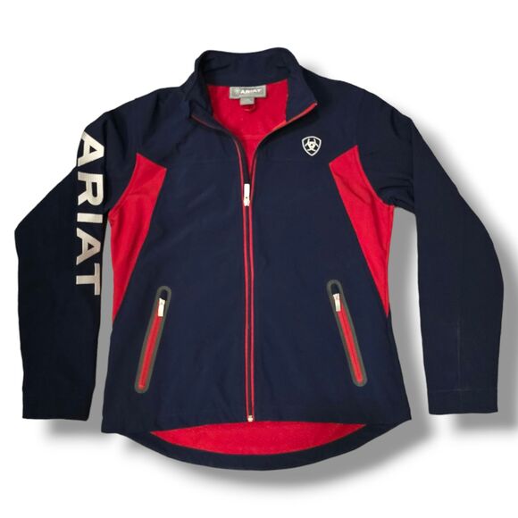 Ariat Jackets & Blazers - Ariat Jacket Womens L Large Blue Red New Team Softshell Full Zip Logo